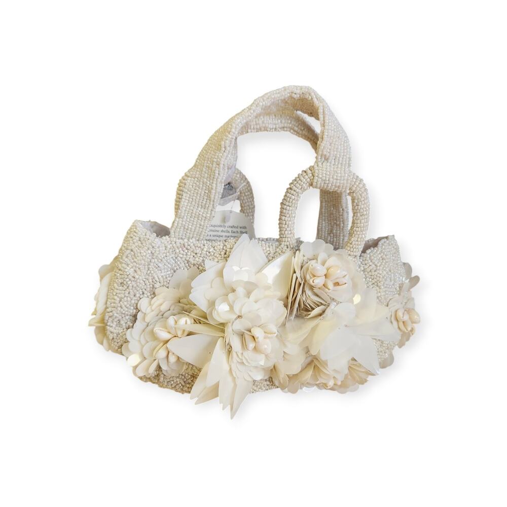 The Blanche Bag Cream Beaded Shell Wedding Guest Bride Purse Viral New With Tags